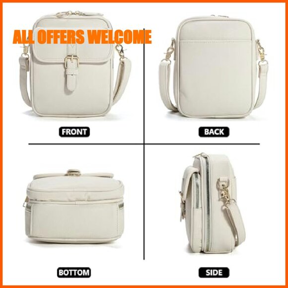 Vegan Leather Crossbody Bag with Card Slots, Adjustable Strap, Multi-Pocket - Picture 7 of 8